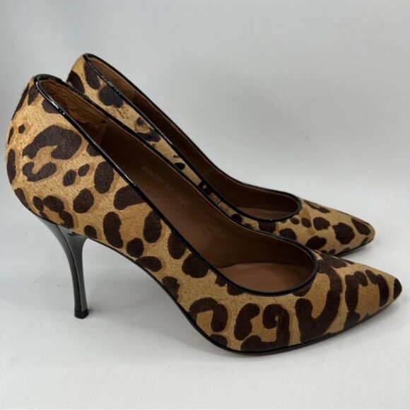NWOT DONALD J PLINER BRAVESP Made SPAIN 🇪🇸 Genuine LEATHER Pumps Leopard 10M